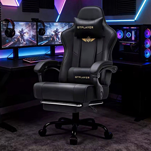 Gtplayer black leather gaming - leather,