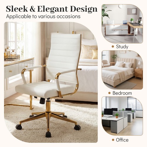 Gold and white ribbed leather - gold,