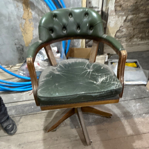 Green tufted leather - leather, swivel