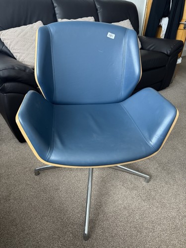 Blue leather oak - oak, swivel